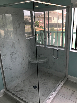 Frameless 3/8-inch glass shower enclosure