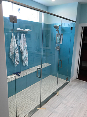 Installed glass shower enclosure